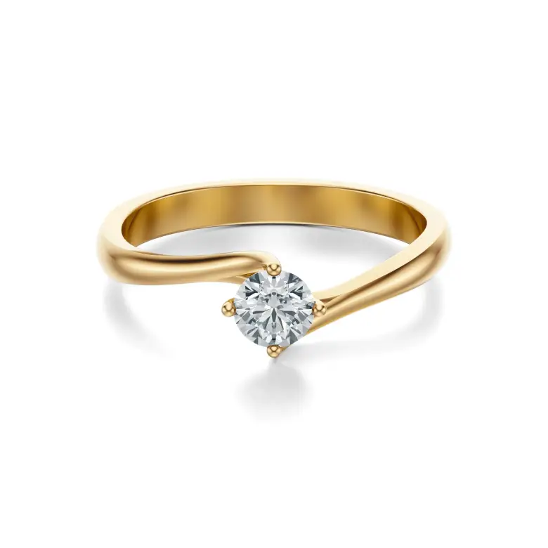 Pierścionek zaręczynowy złoty z diamentem